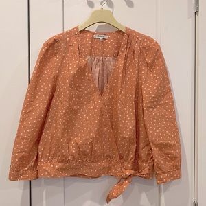 Madewell Stars Cotton Wrap Blouse - size Large
